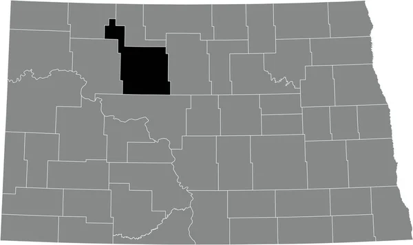 Abd Nin Kuzey Dakota Eyaletinin Gri Idari Haritasında Ward County — Stok Vektör