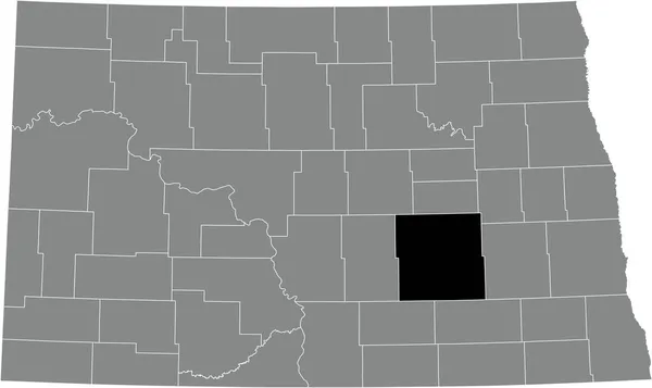 Svart Markerad Plats Karta Över Stutsman County Inuti Grå Administrativ — Stock vektor