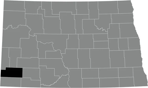 美国北达科他州灰度行政地图内的斜率县的黑色醒目位置图 — 图库矢量图片