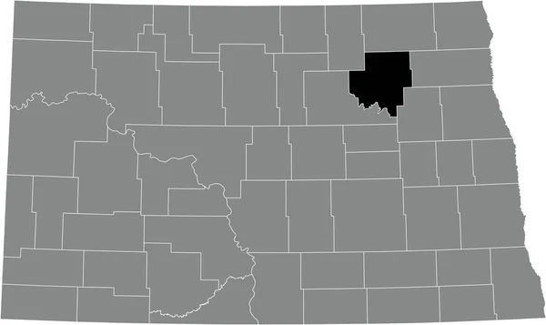 Zwart Gemarkeerde Kaart Van Locatie Van Ramsey County Grijs Administratieve — Stockvector