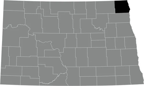 Preto Destaque Mapa Localização Condado Pembina Dentro Cinza Mapa Administrativo — Vetor de Stock