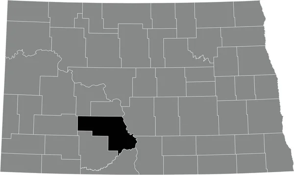 Schwarz Hervorgehobene Lagekarte Des Morton County Innerhalb Der Grauen Verwaltungskarte — Stockvektor