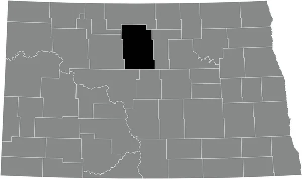 美国北达科他州灰度行政地图内的麦克亨利县的黑点位置图 — 图库矢量图片