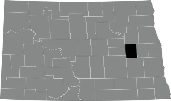ノースダコタ州の灰色の行政地図の中のグリッグス郡の黒いハイライトされた場所の地図 — ストックベクタ