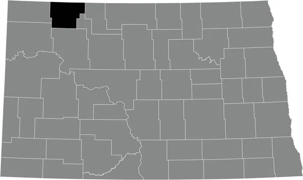 Black Podkreślił Mapę Lokalizacji Burke County Wewnątrz Szarej Mapy Administracyjnej — Wektor stockowy