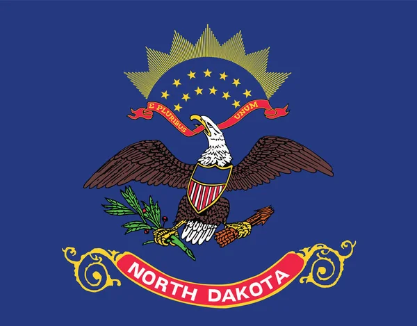 Official Current Vector Flag Federal State North Dakota Usa — Stock Vector