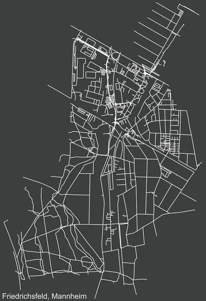 Szczegółowa Nawigacja Miejska Mapa Ulic Beżowym Tle Dzielnicy Friedrichsfeld Niemieckiej — Wektor stockowy