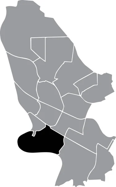 ドイツ マンハイムのドイツ地方の首都の灰色の都市部の地図内のネッカラウ地区の黒の位置管理マップ — ストックベクタ