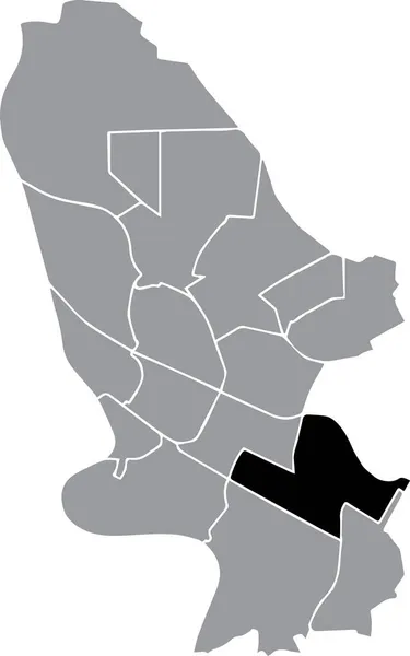 Situation Noire Carte Administrative District Seckenheim Intérieur Des Districts Urbains — Image vectorielle