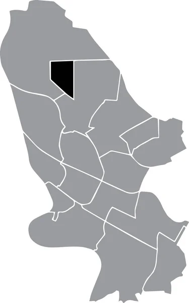 ドイツのマンハイムのドイツ地方の首都の灰色の都市部の地図内のシュナウ地区の黒の位置管理マップ — ストックベクタ