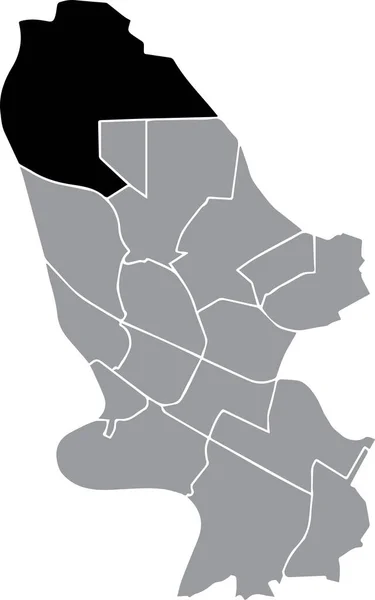 德国曼海姆州首府城市灰色区域内桑霍芬地区的黑人位置行政地图 — 图库矢量图片
