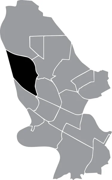 Black Location Administrative Map Neckarstadt West District Gray Urban Districts — Stock vektor