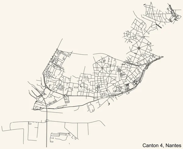 Докладна Навігаційна Карта Міських Вуличних Доріг Вінтажному Бежевому Тлі Кварталу — стоковий вектор