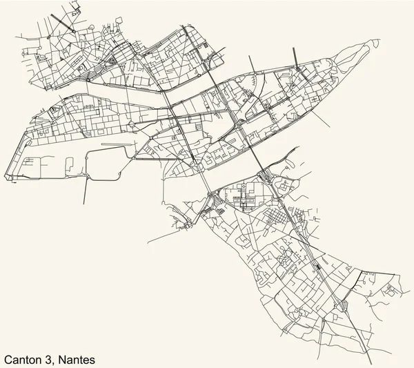 Detaillierte Navigation Stadtplan Auf Beigem Hintergrund Des Viertels Canton Der — Stockvektor