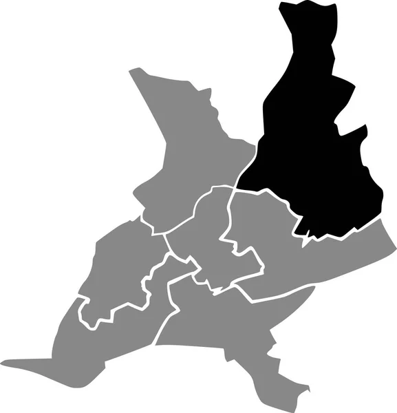 Schwarze Lagekarte Des Kanton Innerhalb Grauer Stadtbezirke Karte Der Französischen — Stockvektor