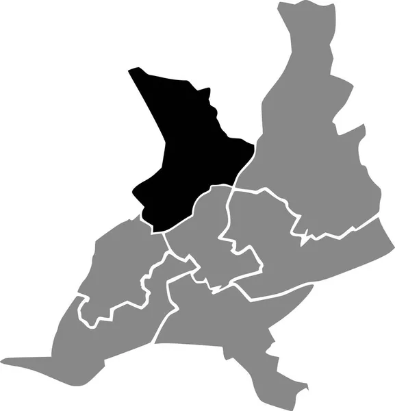 Zwarte Kaart Van Locatie Van Het Kanton Grijze Stedelijke Districten — Stockvector