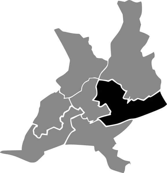 Mappa Nera Del Canton All Interno Dei Distretti Urbani Grigi — Vettoriale Stock