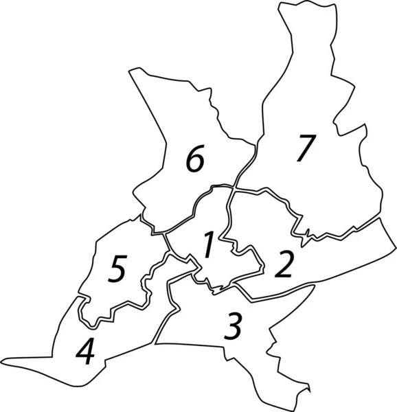 フランス ナントの都市都市カントンの黒い境界線と名前タグを持つシンプルな白いベクトルマップ — ストックベクタ