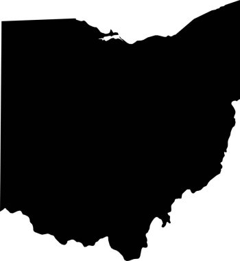 Simple black vector administrative map of the Federal State of Ohio, USA clipart