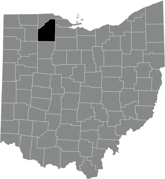 Abd Nin Ohio Eyaletinin Gri Idari Haritasında Wood County Nin — Stok Vektör