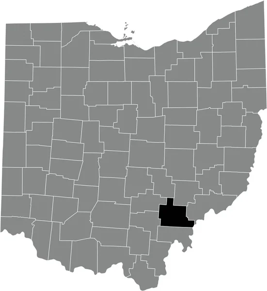 美国俄亥俄联邦州灰色行政地图内雅典县的位置地图 — 图库矢量图片