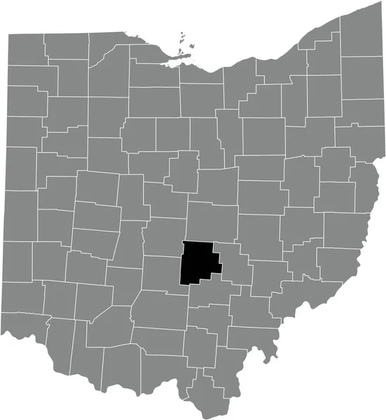 美国俄亥俄州联邦州灰度行政地图内费尔菲尔德县的黑点位置图 — 图库矢量图片