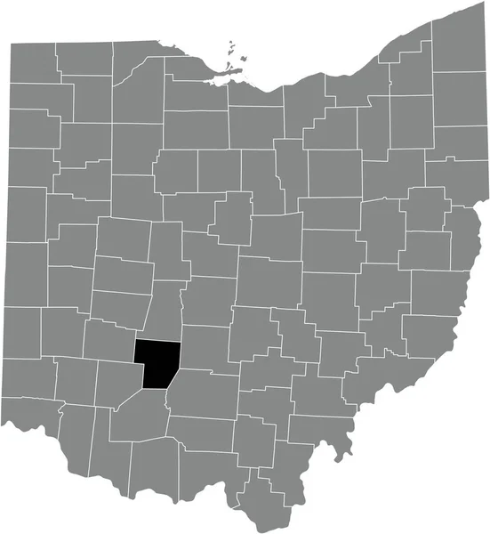 美国俄亥俄州联邦州灰色行政地图内的费耶特县的黑点位置图 — 图库矢量图片