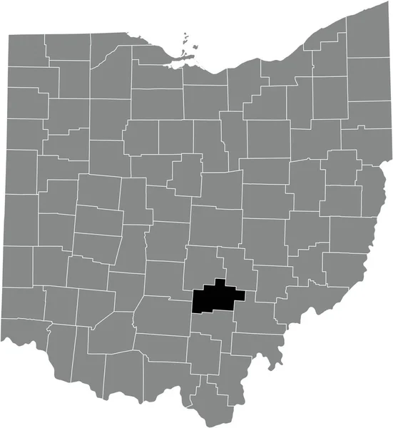 美国俄亥俄联邦州灰色行政地图内的霍金县的黑点位置图 — 图库矢量图片