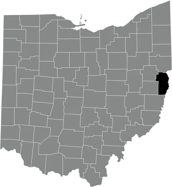 Abd Nin Ohio Eyaletinin Gri Idari Haritasında Jefferson County Nin — Stok Vektör