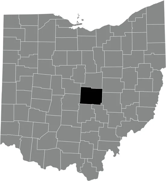 美国俄亥俄联邦州灰色行政地图内的填埋场位置图 — 图库矢量图片