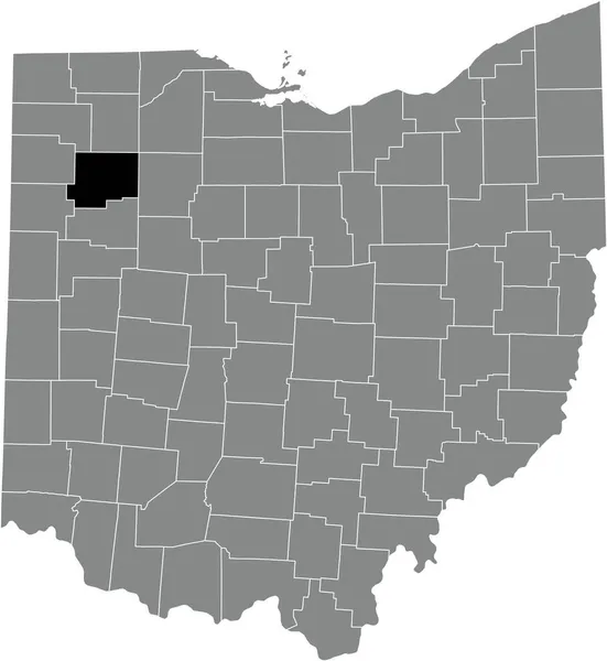 Zwart Gemarkeerde Kaart Van Locatie Van Putnam County Grijze Administratieve — Stockvector