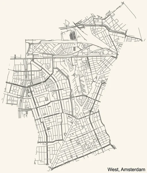 네덜란드의 수도인 암스테르담 부지역을 배경으로 빈티지 지도를 사용하여 의도로 지도를 — 스톡 벡터