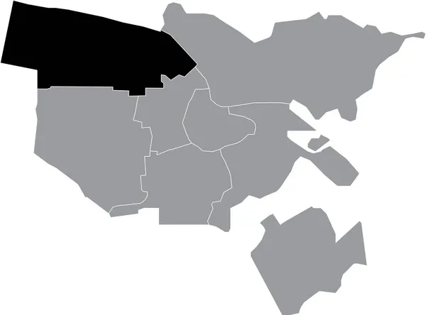 Schwarze Lagekarte Des Bezirks Westpoort Westhafen Innerhalb Grauer Stadtbezirke Karte — Stockvektor