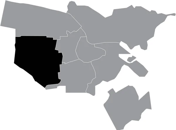 Mappa Della Posizione Nera Del Distretto Nieuw West New West — Vettoriale Stock