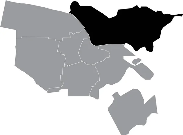 オランダの首都アムステルダムの灰色の都市部の地図 オランダの北地区の黒い場所 — ストックベクタ