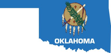 ABD 'nin Oklahoma eyaletinin basit düz bayrak idari haritası