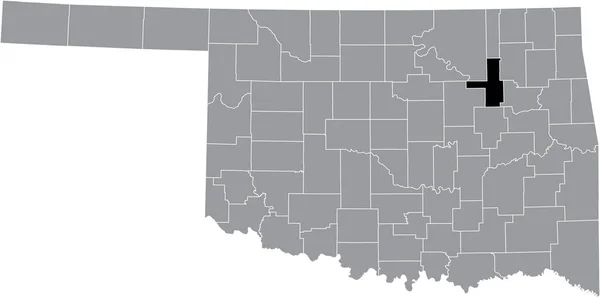 Black Podkreślił Mapę Lokalizacji Tulsa County Wewnątrz Szarej Mapy Administracyjnej — Wektor stockowy