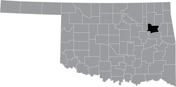 Abd Nin Oklahoma Eyaletinin Gri Idari Haritasında Wagoner Lçesinin Siyah — Stok Vektör