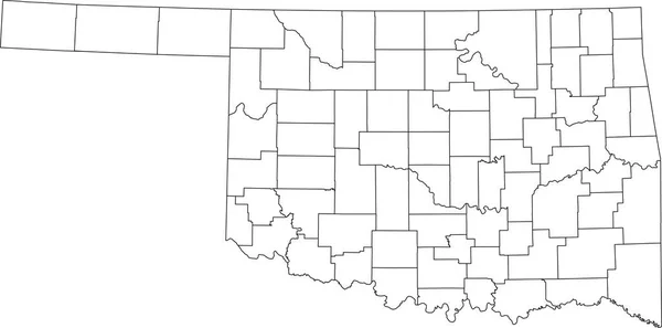 オクラホマ州連邦政府の白い空白のベクトル管理図郡の黒い境界線 — ストックベクタ