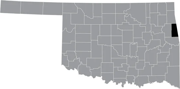 Карта Местонахождения Округа Адаир Серой Административной Карте Федерального Штата Оклахома — стоковый вектор