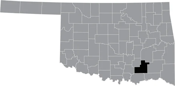 Abd Nin Oklahoma Eyaletinin Gri Idari Haritasında Atoka Ilçesinin Siyah — Stok Vektör