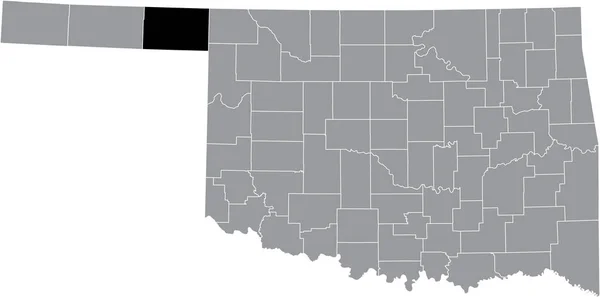 美国俄克拉荷马州灰度行政地图内的比弗县的黑点位置图 — 图库矢量图片