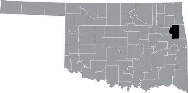 Czarny Podkreślono Mapę Lokalizacji Cherokee County Wewnątrz Szarej Mapy Administracyjnej — Wektor stockowy