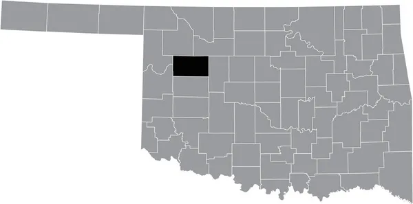 Czarny Podkreślono Mapę Lokalizacji Dewey County Wewnątrz Szarej Mapy Administracyjnej — Wektor stockowy