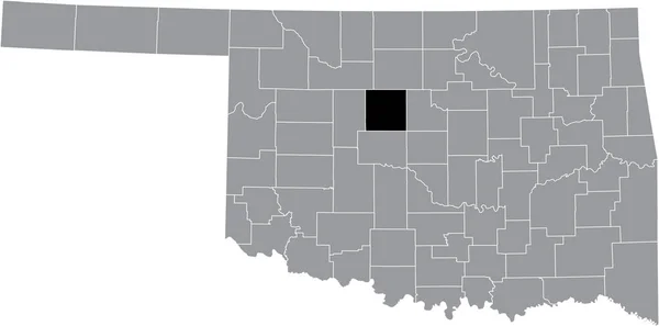 Карта Местонахождения Округа Кингфишер Серой Административной Карте Федерального Штата Оклахома — стоковый вектор