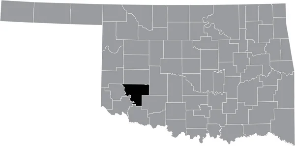 Black Podkreślił Mapę Lokalizacji Hrabstwa Kiowa Wewnątrz Szarej Mapy Administracyjnej — Wektor stockowy