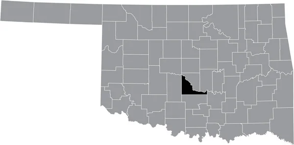 美国俄克拉荷马州灰度行政地图内的Mcclain县的黑点位置图 — 图库矢量图片