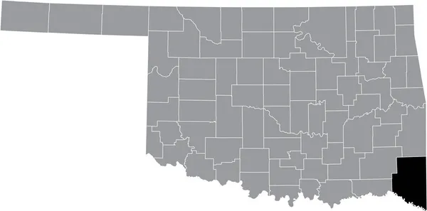 Zwart Gemarkeerde Kaart Van Locatie Van Mccurtain County Grijs Administratieve — Stockvector