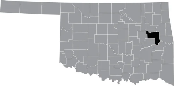 Abd Nin Oklahoma Eyaletinin Gri Idari Haritasında Muskogee County Nin — Stok Vektör