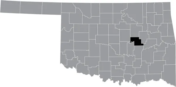 美国俄克拉荷马州灰度行政地图内的俄克拉荷马州黑人凸显出的俄克拉荷马州位置地图 — 图库矢量图片